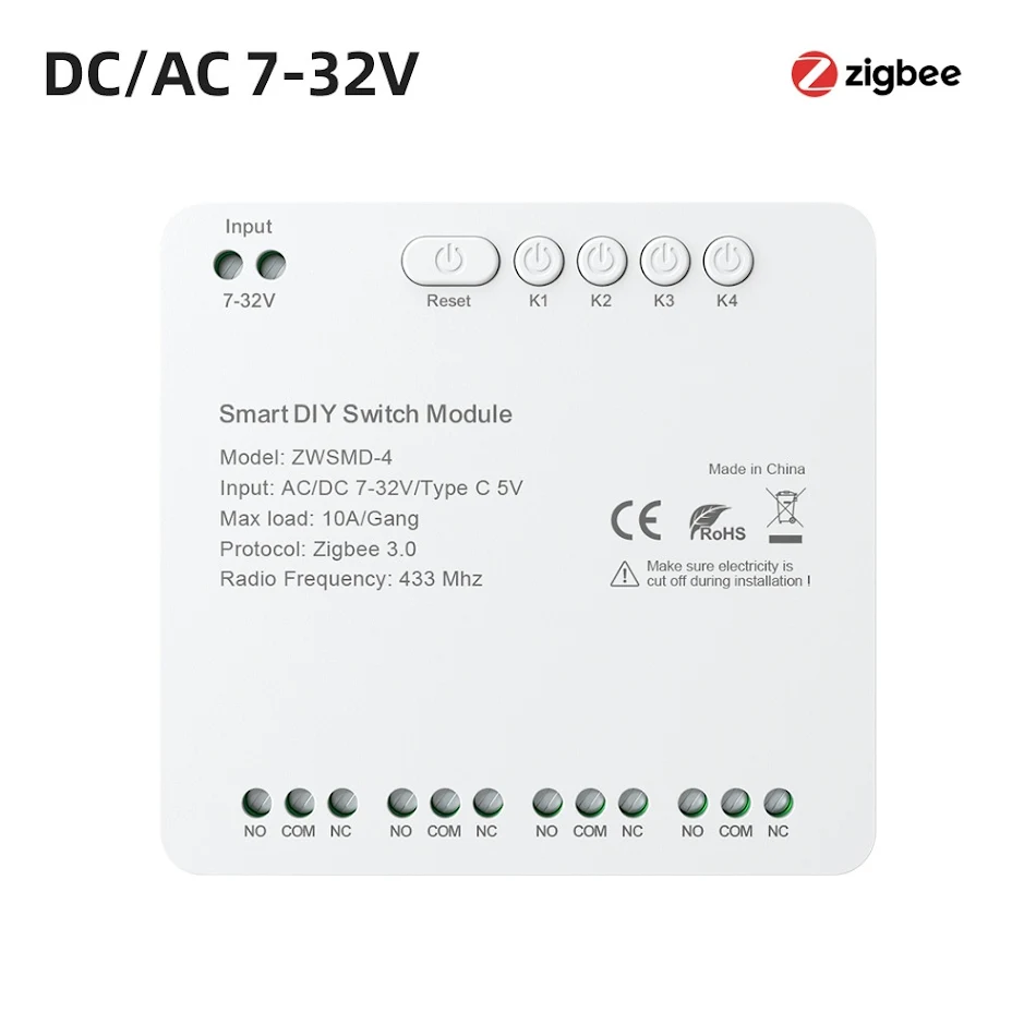 Graffiti Smart WiFi RF4 Channel Relay Remote Control Control devices via WiFi and RF4. Smart home automation made easy. 