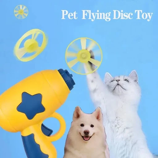 Funny Cat Toy Interactive Launch Pet Training Toy For Kitten Mini Flying Disc Shooting Gun Chasing Games Cat Toys Pet Su