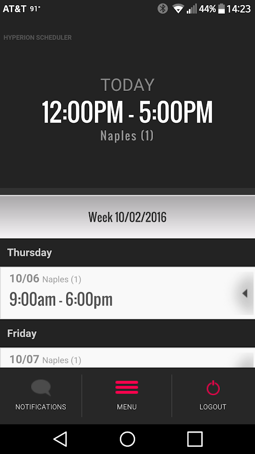 Android application Hyperion Scheduler screenshort
