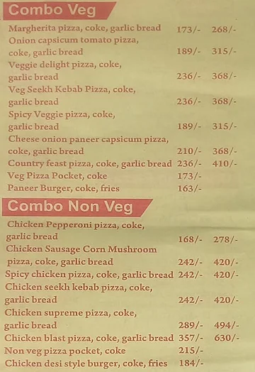 Pizza Trail menu 