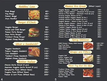 Mister Veg menu 