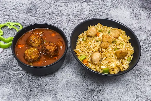 Soya Chunks Fried Rice With Manchurian Gravy [1 Litre]