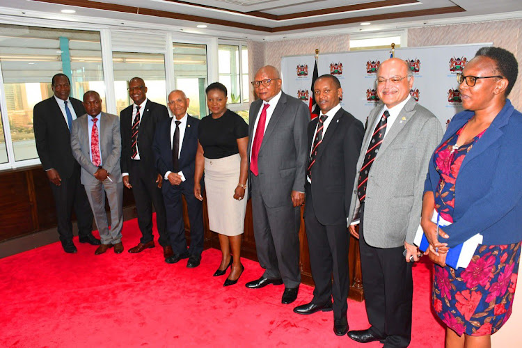 Health CS Susan Nakhumicha and other officials after a meeting with the Council of St John Priory of Kenya on Wednesday, January 11