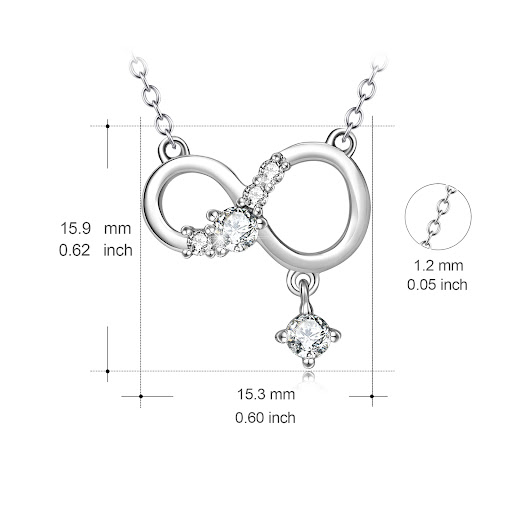Title 3, Infinite Pendant 925 Sterling Silver Diamante N...