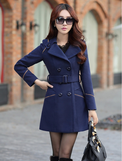 Title 5, Womens slim-fit woolen coat with long sleeves,...