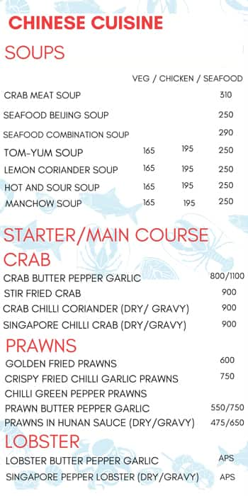 Crab House Mumbai menu 