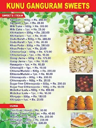 Kunu Ganguram Sweets menu 1