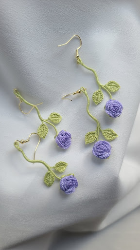 Title 2, Hand Hook Rose Earrings for Women. These delica...