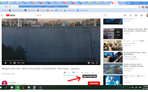 Share Current Youtube Video Time