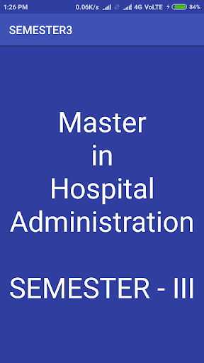 Master In Hospital Administration SEMESTER - III