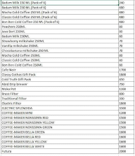 Cothas Coffee menu 1