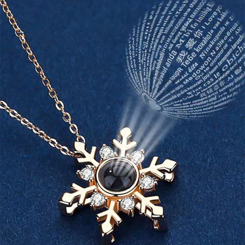 Nouveau collier de projection de neige pour femmes, projette des motifs uniques. Un cadeau parfait, élégant et charmant pour elle.
