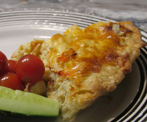 Side view of Lobster Quiche with veggies