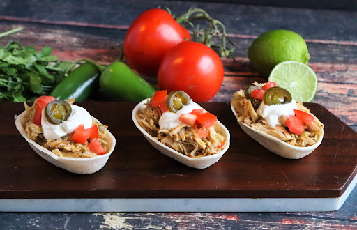 A platter of Smoky Chicken Tacos.