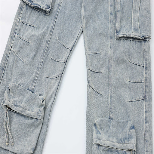 Title 10, Washed Worn Jeans American Retro Wide Leg Strai...