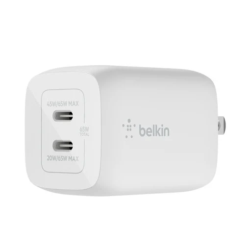 Sạc điện thoại Belkin 65W USB-C PD 3.0 PPS GaN WCH013dqWH(Trắng)