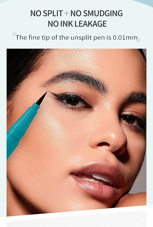 Waterdichte en Oliebestendige Vloeibare Eyeliner, Vlekbestendig. Creëer een perfecte en langdurige eyeliner zonder uit te lopen.