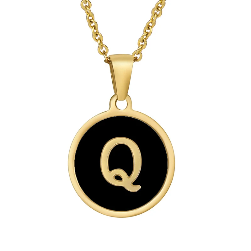 Colar de Letra em Concha Redonda de Aço Inoxidável para Mulher — Um acessório elegante e personalizado, ideal para presentear e expressar seu estilo único.