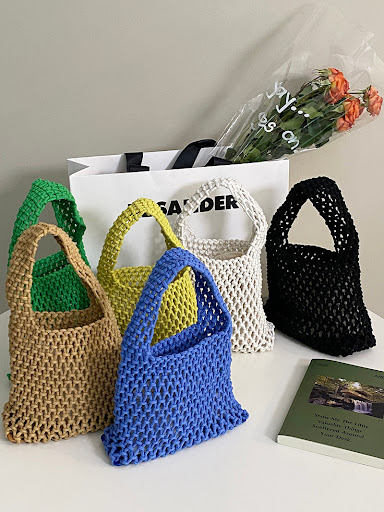 Title 6, Handwoven Fashion Versatile Mesh Beach Bag perf...