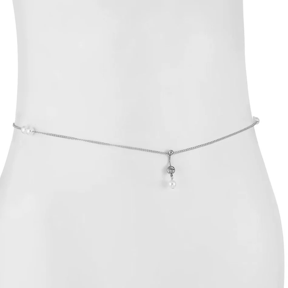 Chaîne de corps femme avec pendentif nombril en zircon personnalisée, rehaussez votre silhouette avec élégance et brillance.