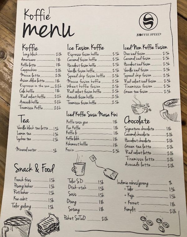 Koffie Speed menu 