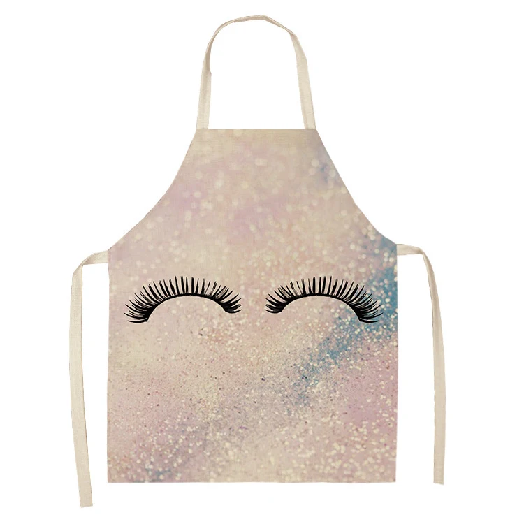 Tablier Coton Chanvre Imprimé 3D avec Cils Manga. Cuisine avec style et originalité. Protège vos vêtements tout en affichant un look unique et amusant.