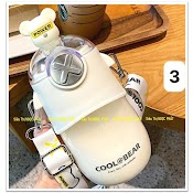 Bình Nước Gấu Cool Bear_Kèm Ống Hút & Dây Đeo_630Ml