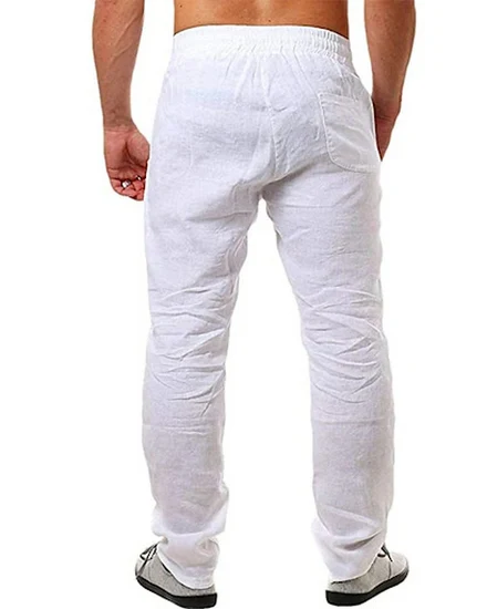 Men's Cotton Linen Pants Male Autumn New Breathable Solid... - 0