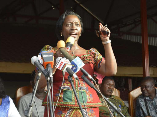 CONTENDER? Cord leader Raila Odinga’s wife Ida, Narc Kenya leader Martha Karua, Bungoma Senator Moses Wetang’ula and nominated MP Oburu Oginga in Bondo on January 30.