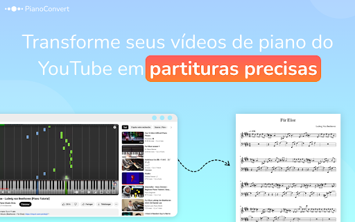 PianoConvert - Converta seus vídeos de piano no YouTube em partituras