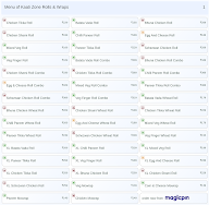 Kaati Zone Rolls & Wraps menu 1