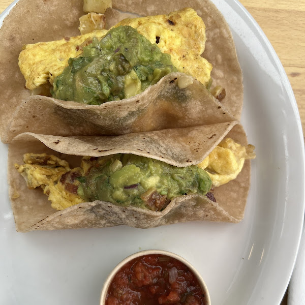 Breakfast tacos with bacon (guac looked old...)