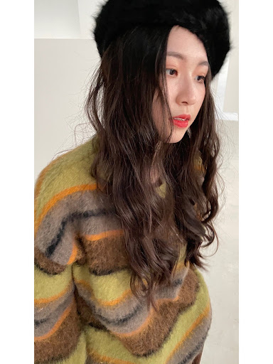 Title 4, Womens Blue Striped Round Neck Loose Knitted S...