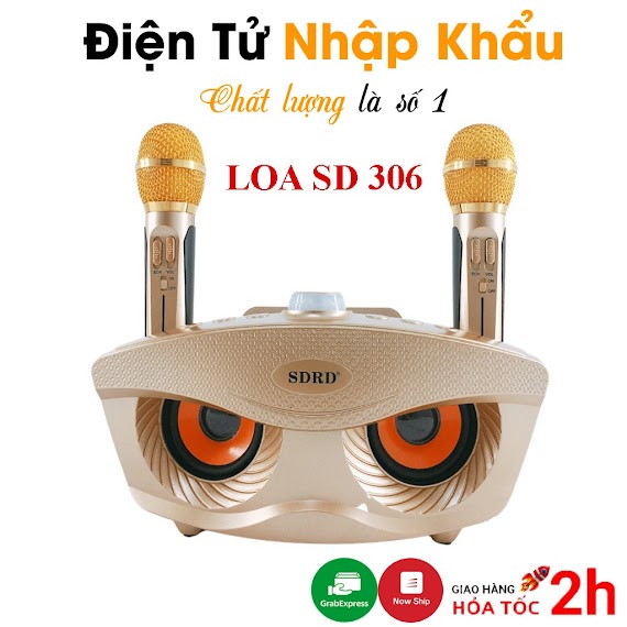 Loa Karaoke Bluetooth Mini Sd - 306 Loa Hát Karaoke Đa Năng, Tặng Kèm 2 Micro Không Dây - Bh 6 Tháng