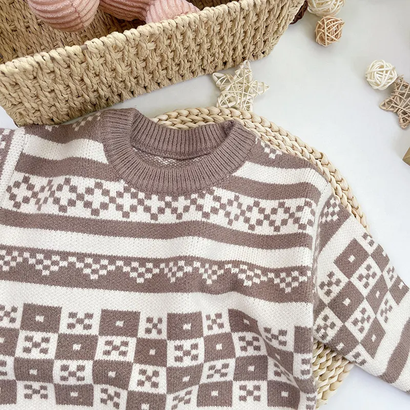 Koreaanse geruite vest voor kinderen, ideaal voor lente en herfst. Zacht en comfortabel gebreid jasje, perfect voor casual en chique outfits.