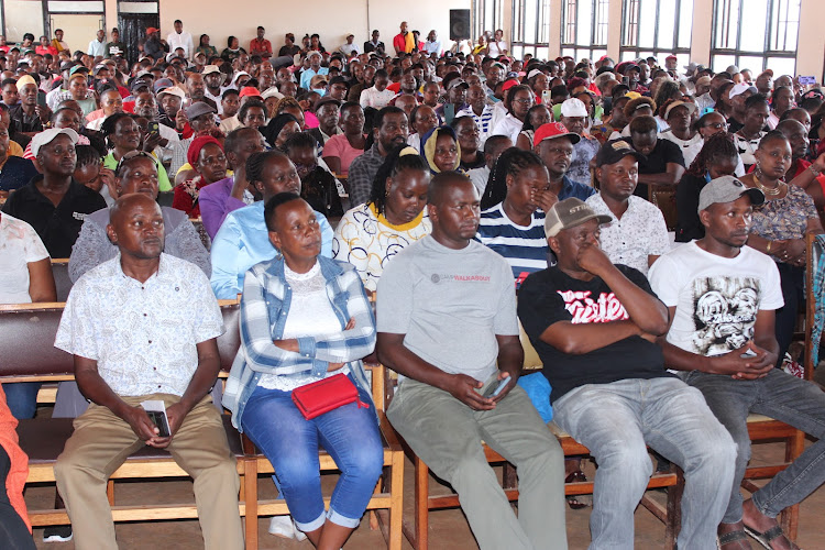 Murang'a bar owners during a meeting in Murang'a town on March 1, 2024.