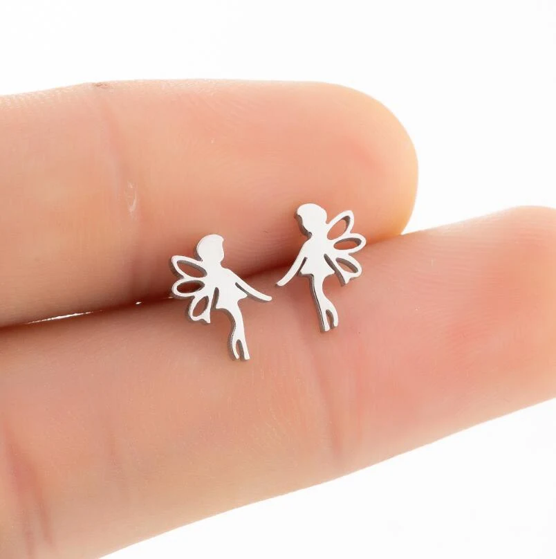 Vlinder fee oorknopjes, roestvrij staal engelenvleugels, voor meisjes, sierlijk en modieus, een perfect accessoire voor dagelijks gebruik