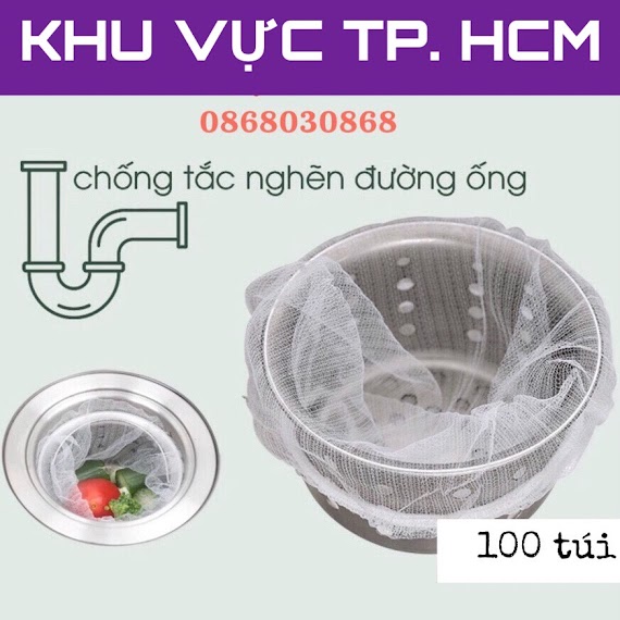 [Freeship Hcm] Combo 100 Túi Lọc Rác Bồn Rửa Chén, Bát Siêu Tiện Dụng