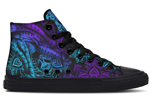 Title 5, Printed Couple High Top Canvas Shoes, stylish a...