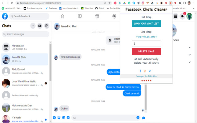 Delete All Chats on Facebook 2022 chrome extension