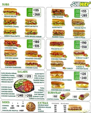 Subway menu 