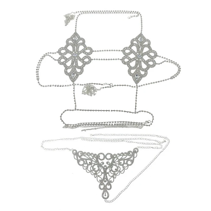 Sexy geometrische lichaamsketting met strass-diamanten voor dames, perfect om je figuur te accentueren en te stralen.