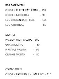 KBA Cafe menu 1