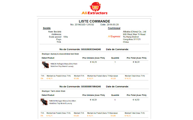 AliExpress Order PDF Generator chrome extension