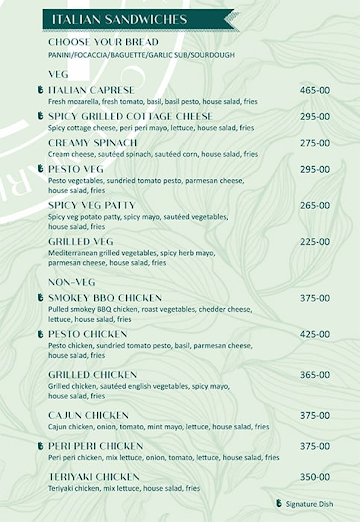 Manhattan Cafe menu 