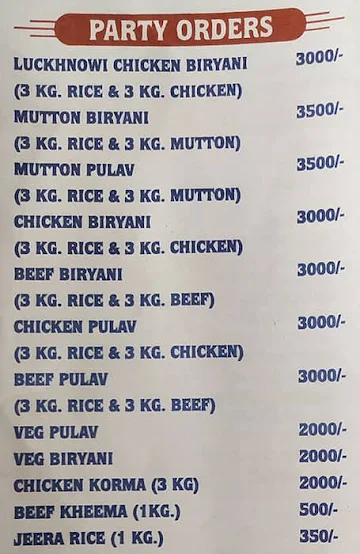 Garib Nawaz Hotel menu 