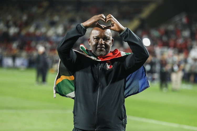 Al Ahly coach Pitso Mosimane after his team's 4-0 Fifa Club World Cup third-place playoff win against Al-Hilal in Abu Dhabi, United Arab Emirates on February 13 2022.