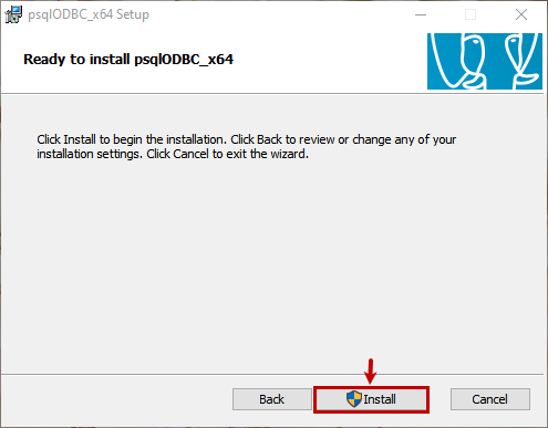 PostgreSQL ODBC Driver: Ready to Install Window