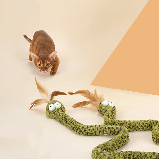 Title 4, Snake Cat Teasing Stick Toy. Long Feather Wand ...