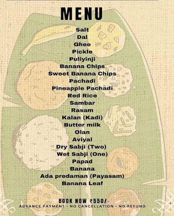 Madrasi Raja menu 